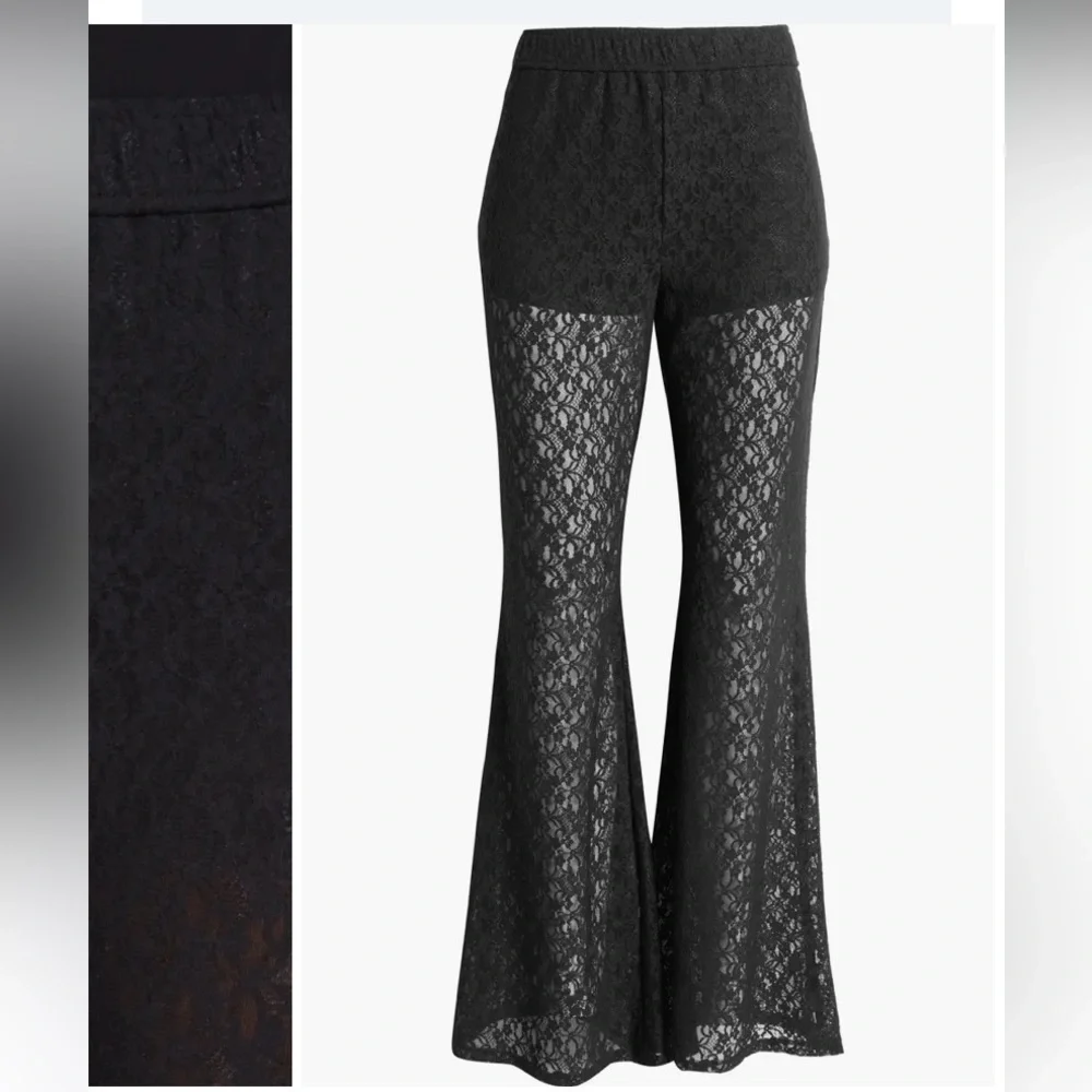 New! Open Edit lace wide leg rust color palazzo pants nwot  30636_12